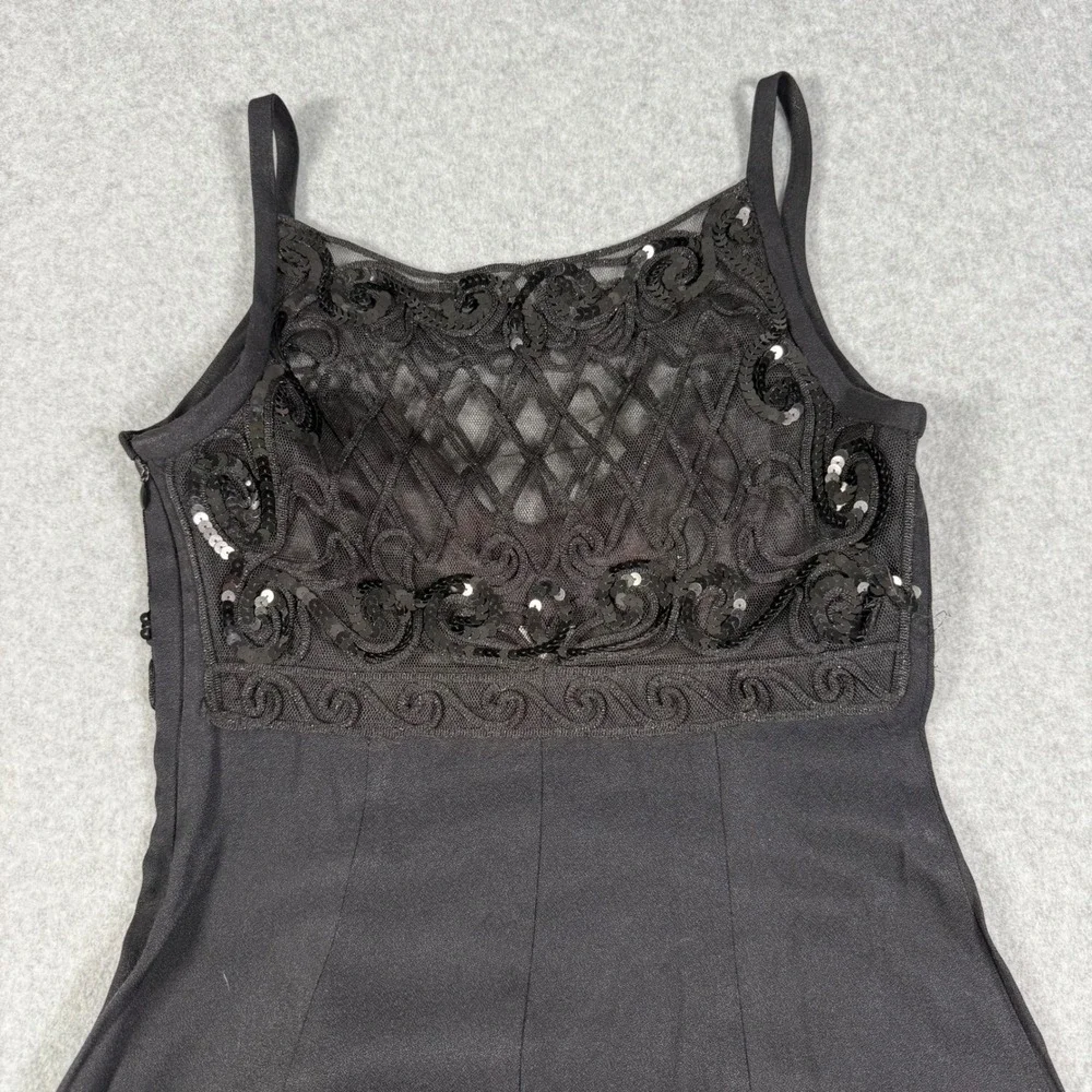 Bari Jay Vintage 90s Black Sequin Lace Maxi Dress Formal Gown Size 5-6 - Picture 11 of 11